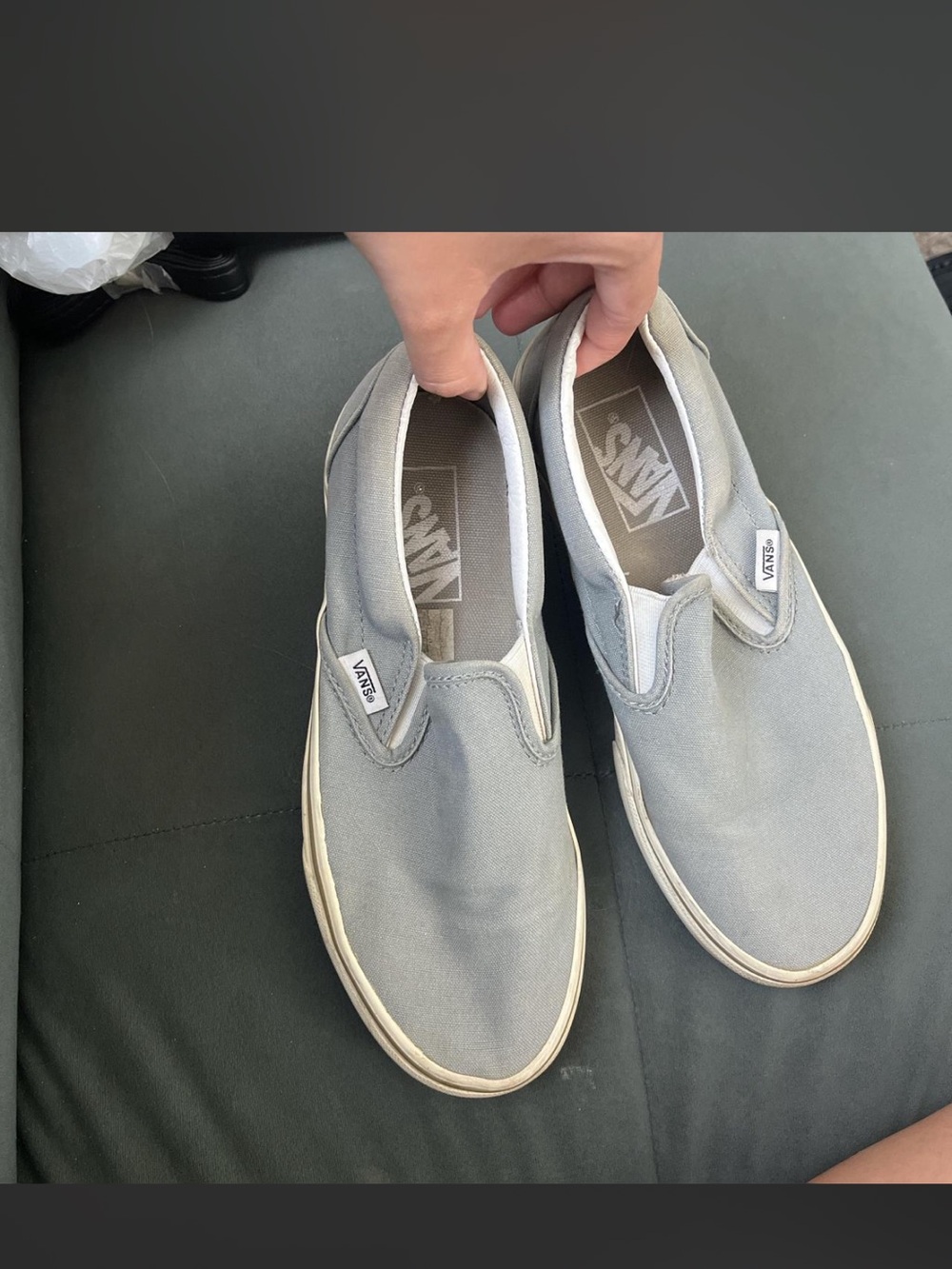 Vans Slip-On Canvas Sneakers in Light Gray